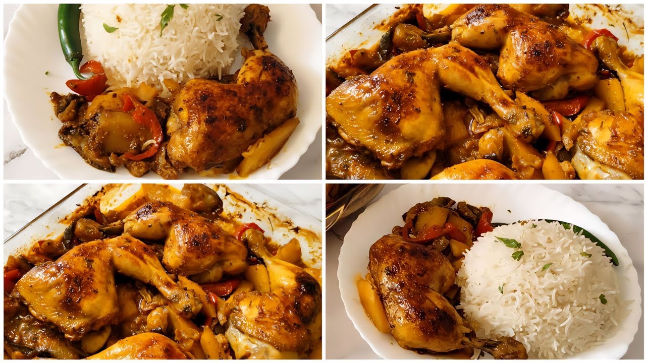 أفخاذ الدجاج المشوية مع الخضار   أسهل وأطعم من المطاعم #youtube #cooking #food #video