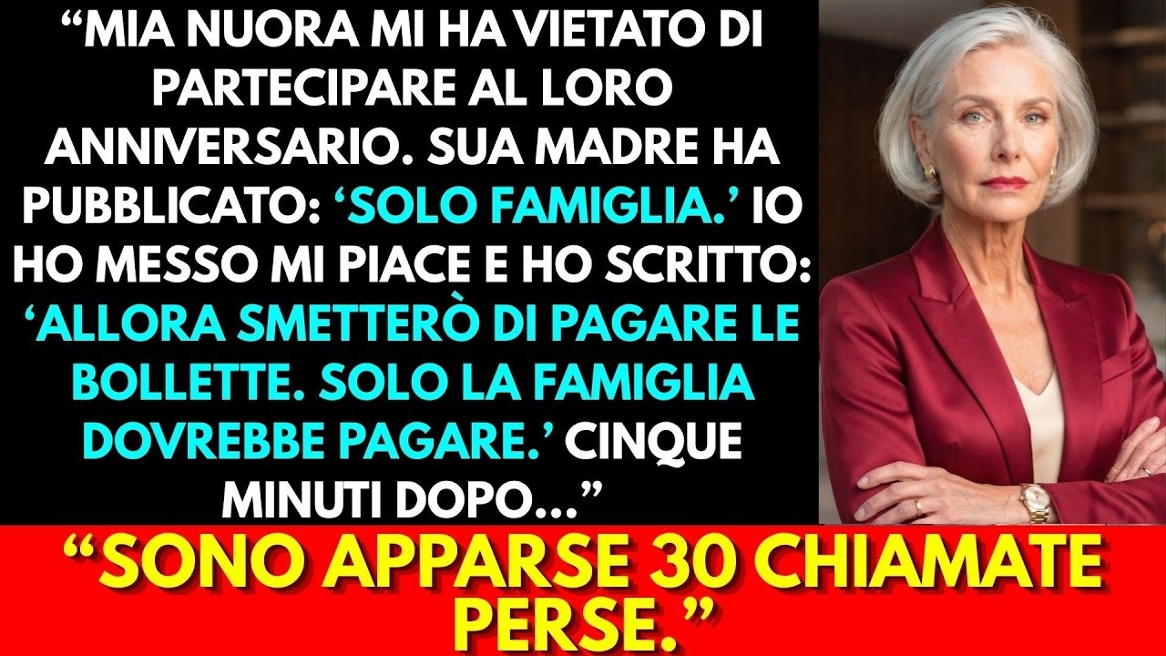 Quella sera vidi la foto dell’anniversario di mia nuora con la scritta “Solo famiglia!” e mio figlio sorrideva accanto ai suoi, senza di me. Niente lacrime, niente accuse: misi “mi piace” e...