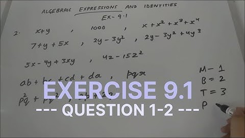 Class 8th Maths | Algebraic Expressions and Identities | Exercise 9.1 Question 1-2