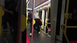 Two Racists throw guy out train !