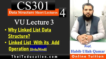 CS301 Short Lecture 4 | Data Structures | Linked List Data Structure  & Add Operation C++ Urdu/Hindi