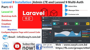 Part : 01 Laravel 9 Installation (Multi Authentications System ) |  Admin LTE Integrations | Bengali