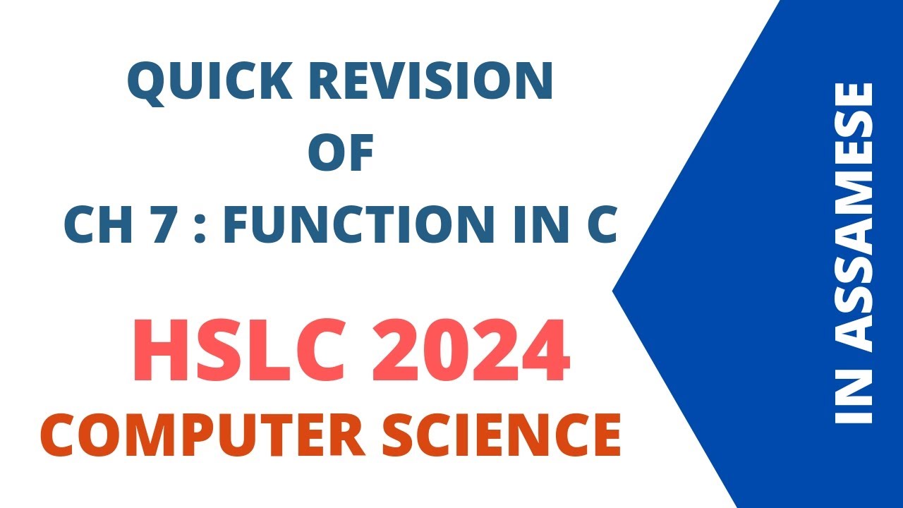 Quick Revision of Chapter 7 Function in C - HSLC 2024 - YouTube