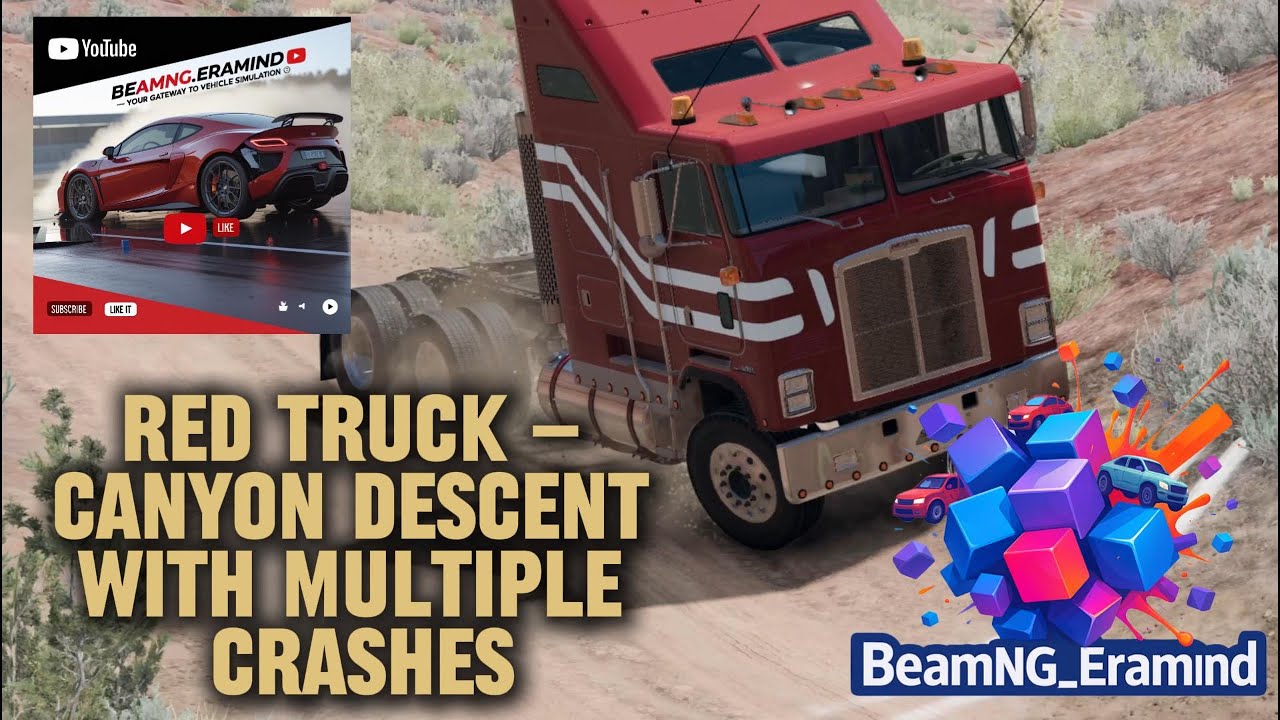 BeamNG.drive: Red Truck vs Canyon Descent — Multi-Crash Madness - YouTube