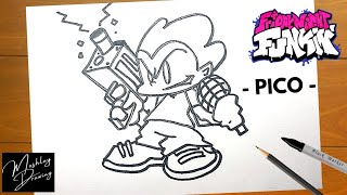 How to Draw PICO from Friday Night Funkin - FNF Characters