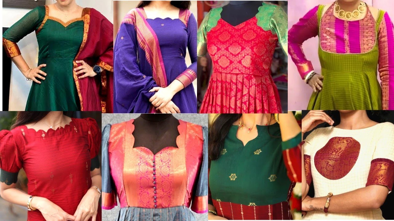 Pattu Dress Front Neck Ideas😍Latest Chudidar Designs