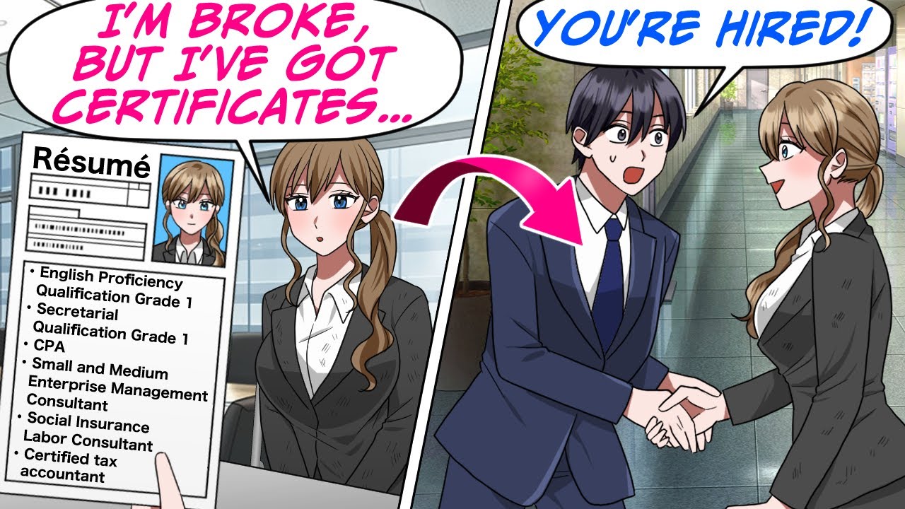 This Broke Woman Came To Our Struggling Company For a Job Interview! Her Résumé…[RomCom Manga Dub]