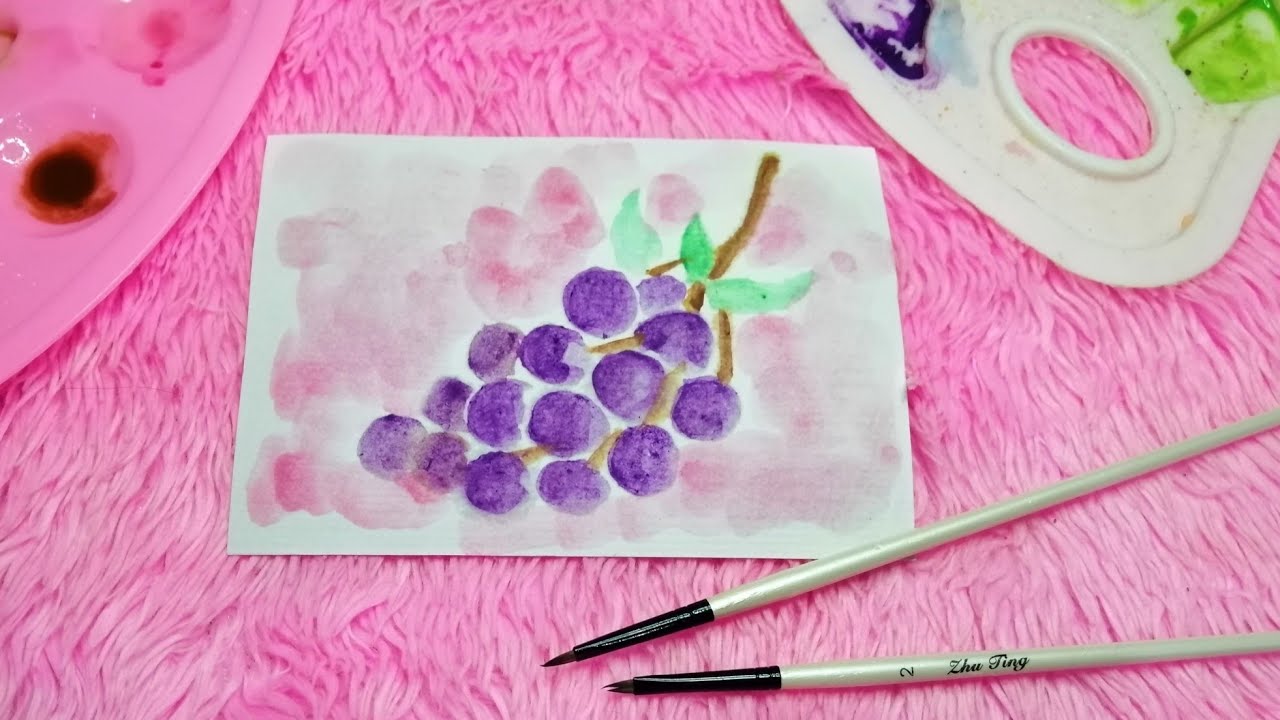 How to paint grapes with watercolors YouTube