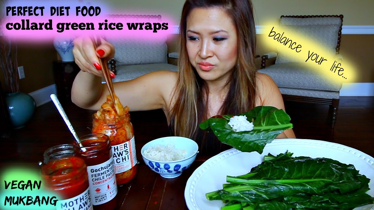 COLLARD GREEN RICE WRAPS • Mukbang & Recipe