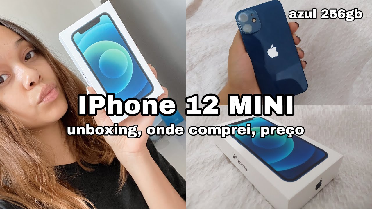 unboxing IPHONE 12 MINI 256 GB azul💙 + fonte/carregador - YouTube