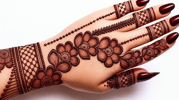 Very simple unique style mehndi design for back hand|new easy mehndi design 2025 | mehandi designs|
