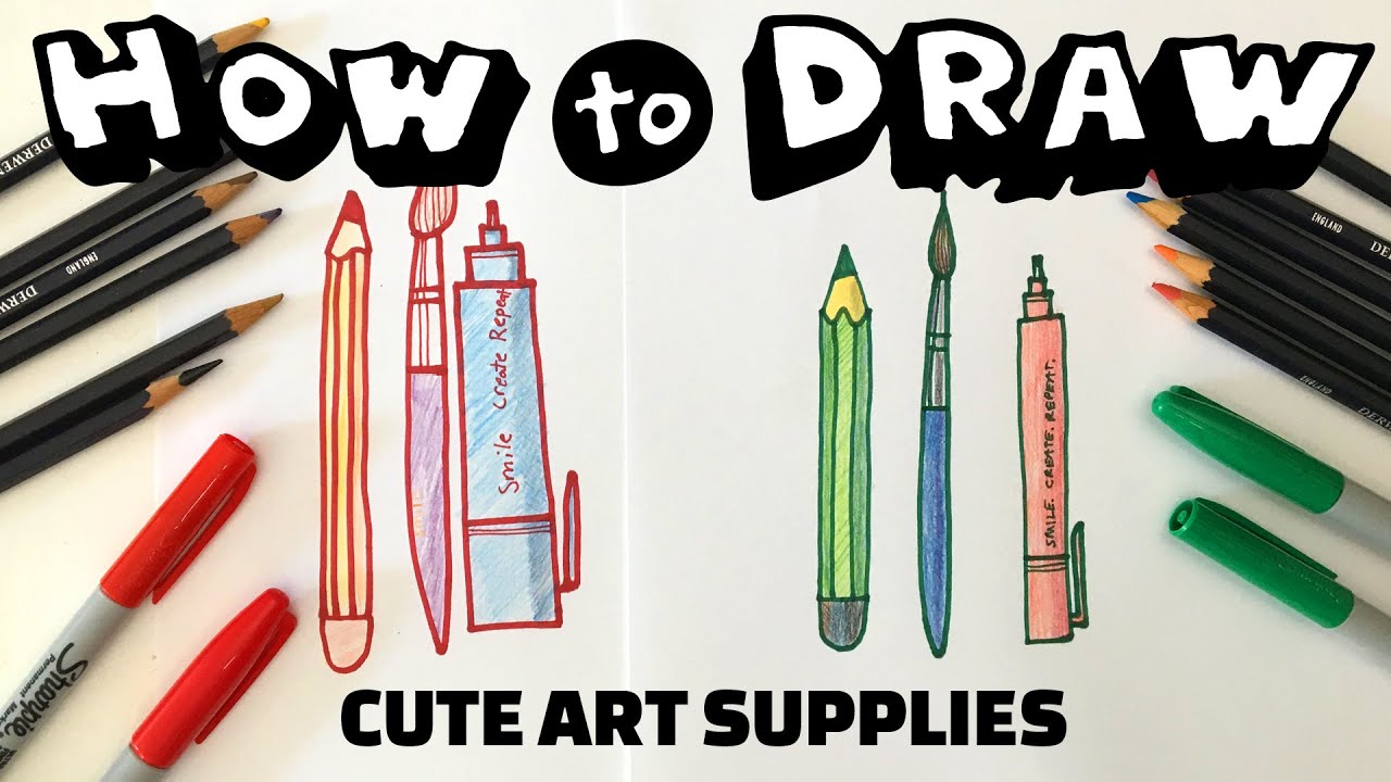 How To Draw Cute Art Supplies Easy Art For Kids Smile Create Repeat Youtube