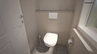 WC suspendu Symbiose Rimfree gain de place GEBERIT
