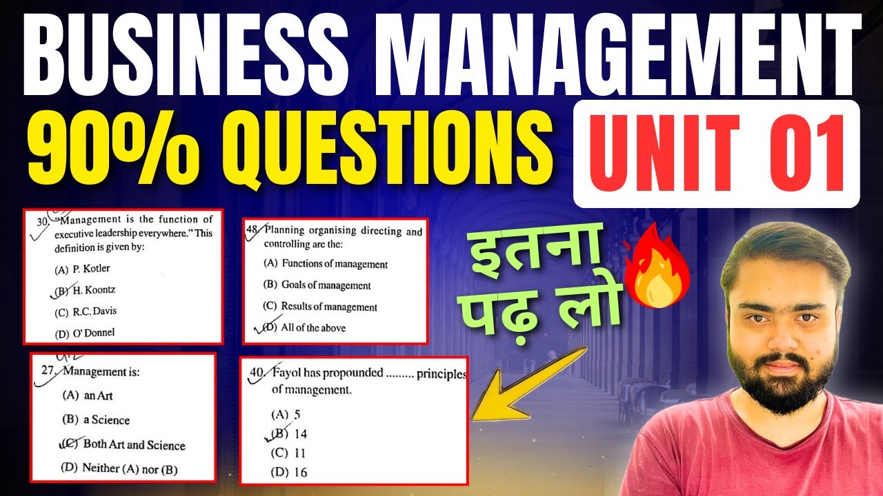 BCOM Business Management Important Topics🔥|UNIT 01 | BCOM 2nd Semester Chapter 1 |BCOM 1st year.