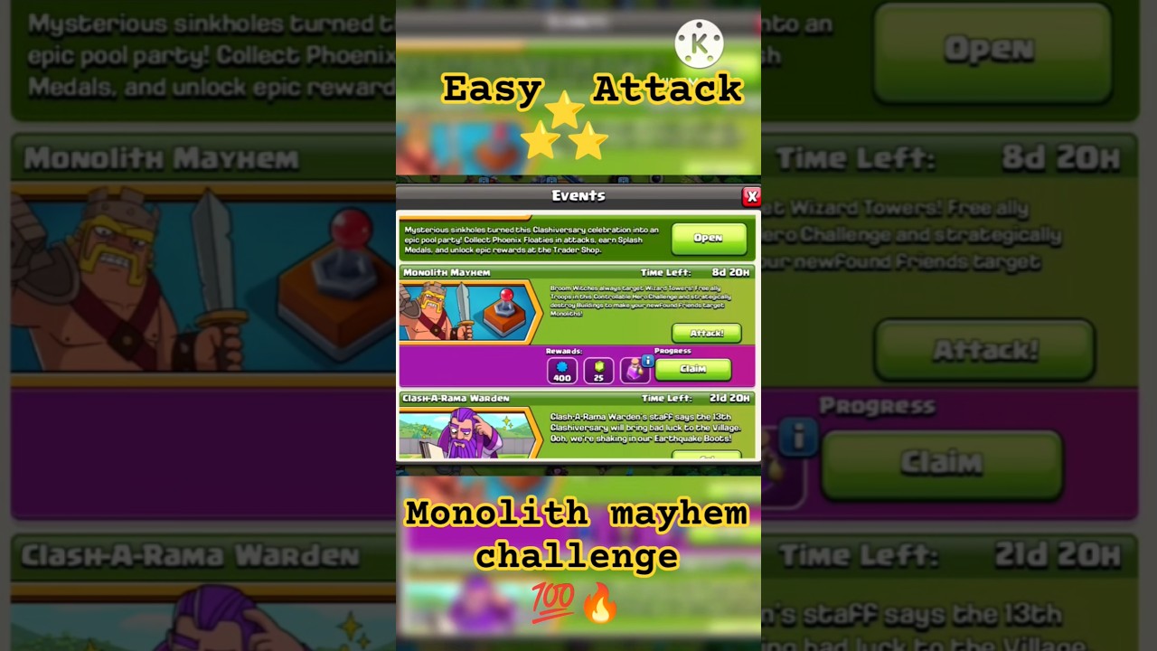 easy 3 star monolith mayhem challenge 🌟💯 | clash of clans 