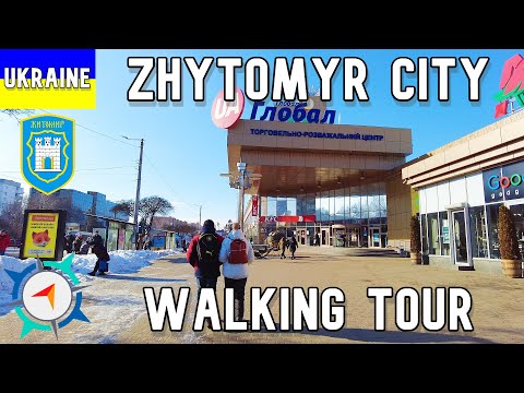 #5 Walking tour Ukraine, Zhitomir city - Kievskaya street - [4k video] - February 2022