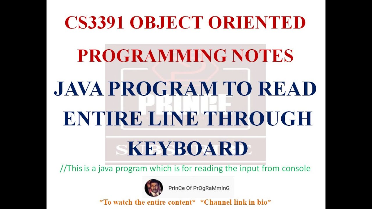 JAVA PROGRAM TO READ ENTIRE LINE THROUGH KEYBOARD | CS3391 OBJECT ...