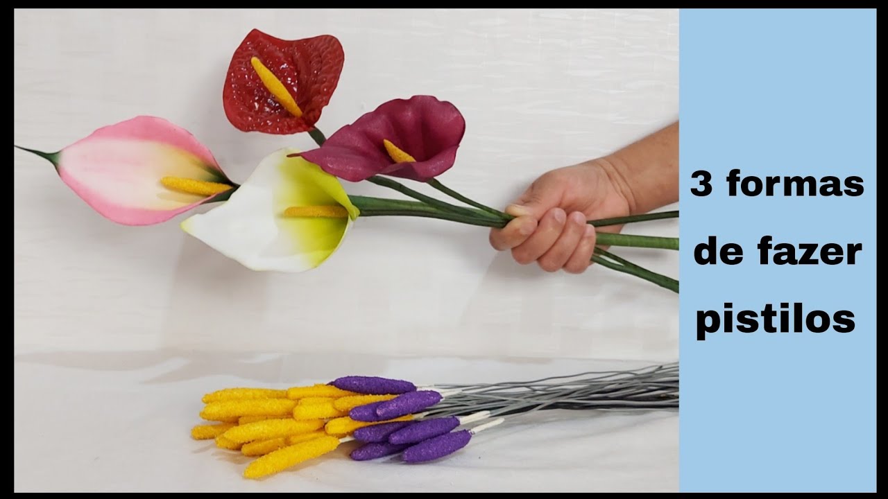 Como fazer pistilos para copos de leite e antúrios em E.V.A