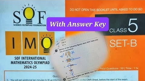 Class 5 IMO Set B With Answer Key 2024 - 2025 Level 1/ SOF IMO class 5 answer key 2024 - 2025