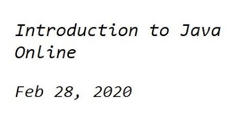 2020 02 28 Java Online Training Module 02, Webinar 02