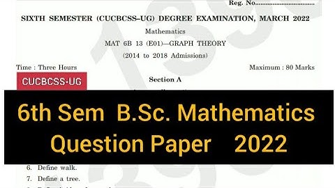 GRAPH THEORY        |      6th Sem   B.Sc. Mathematics   Question Paper 2022 #calicut