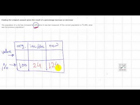 Finding the original amount given the result of a percentage increase or decrease