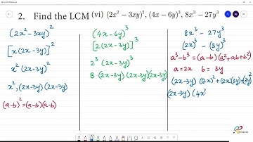 Class 10 TN  3.Algebra  Exercise 3.2  2. Find the LCM vi) (2x^2 -3xy ) ^2 , (4x-6y) ^3 , 8x^3-27y^3