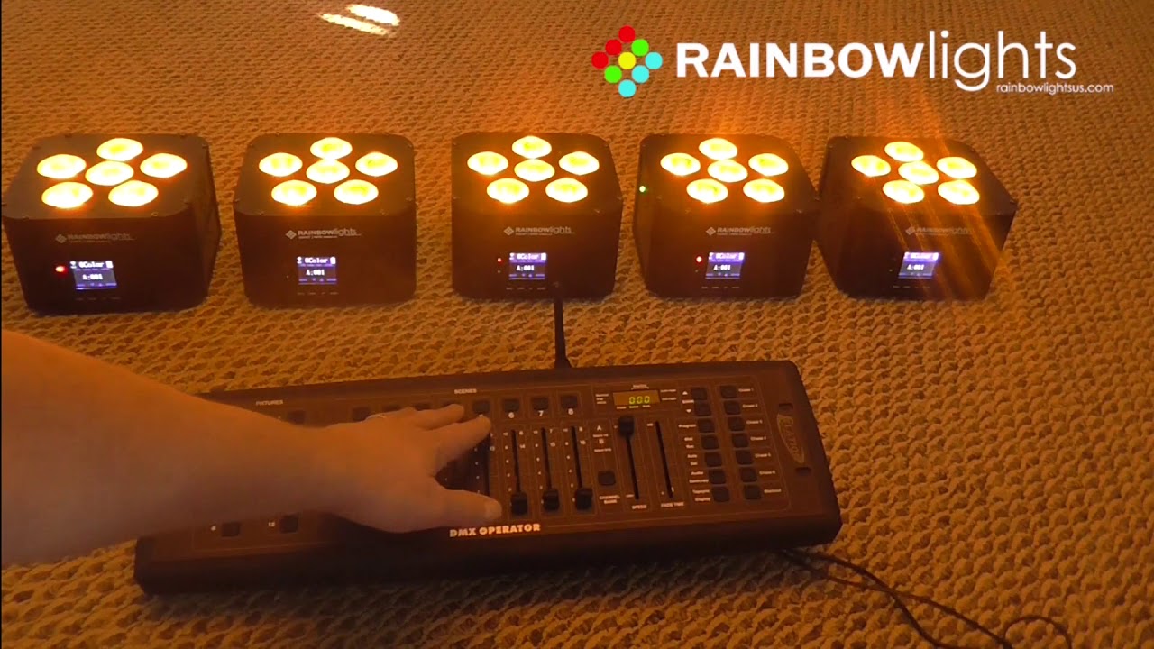 Wireless Uplighting - Rainbow Lights Smart 2 MINI color mixing with wireless DMX transmitter