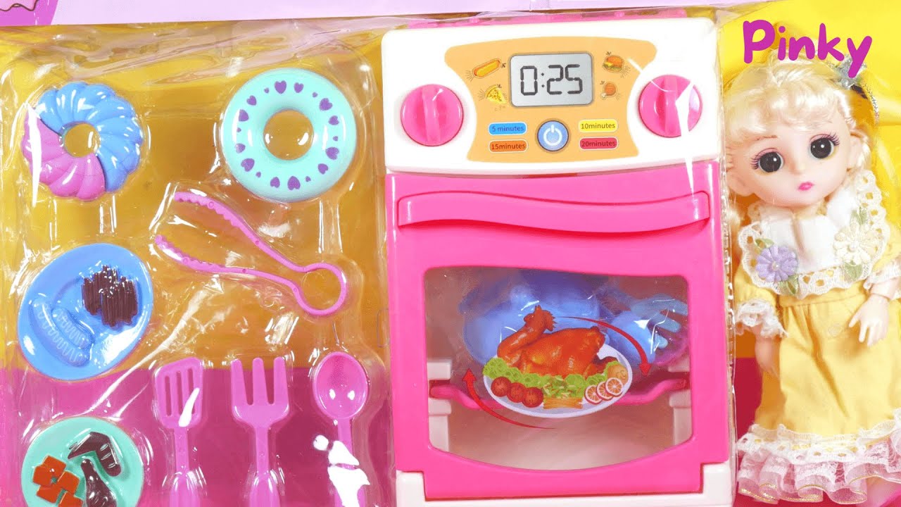 💜 3 Minutes Satisfying with Unboxing Pink Mini Kitchen (no music) | PinkyToys ASMR 😍
