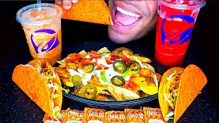 ASMR EATING TACO BELL MUKBANG TACOS NACHOS WITH CHEESE BURRITO FREEZE DRINK JERRY NO TALKING
