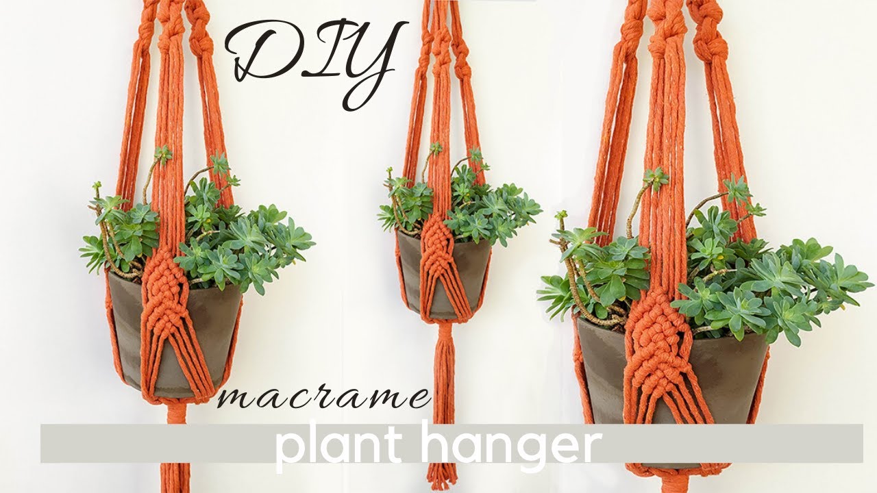 DIY macrame plant hanger tutorial, wall ceiling hanging planter, step by step, how to, macramé decor