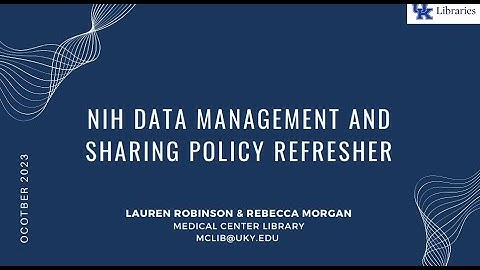 NIH Data Management and Sharing Policy Refresher