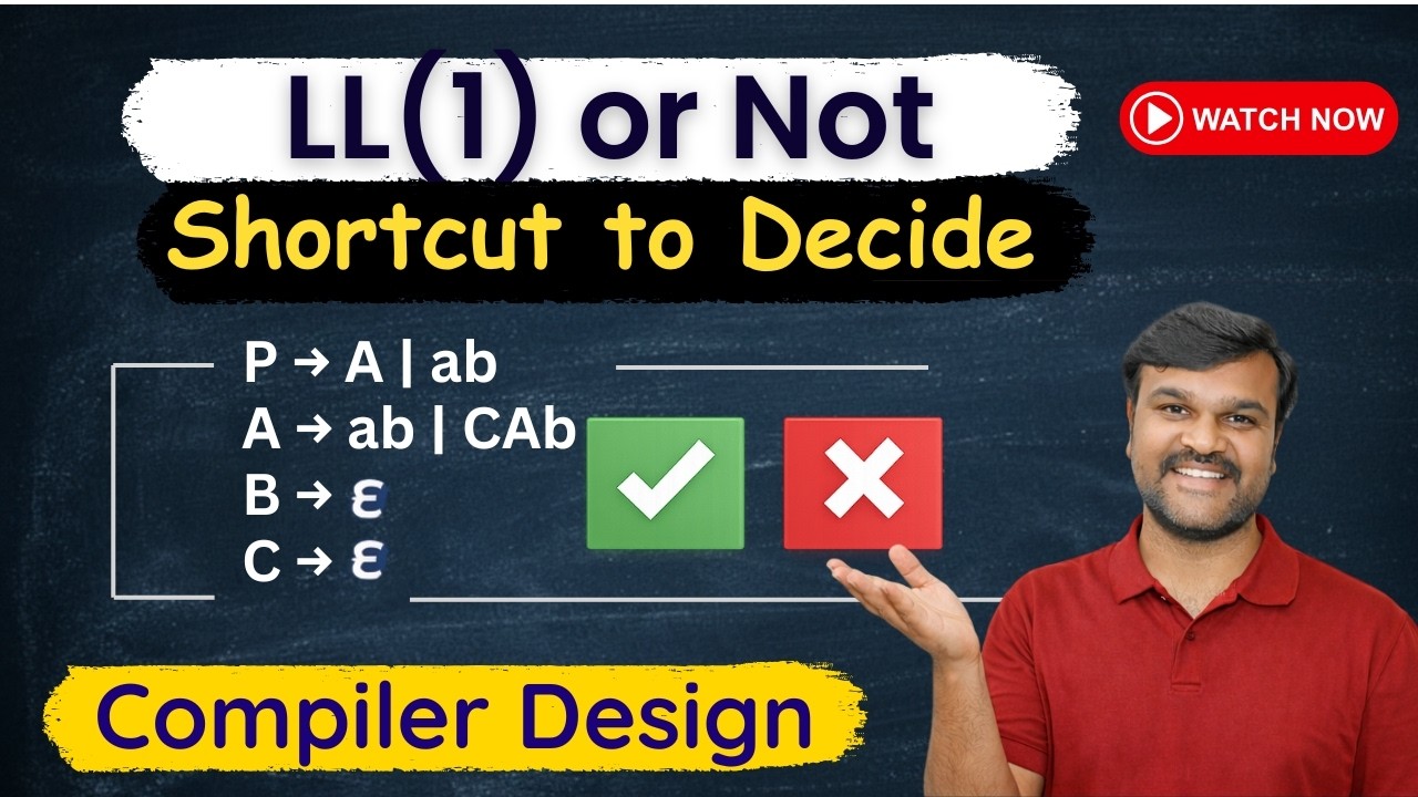 Shortcut to Check LL(1) Grammar | Top Down Parser-LL(1) | Compiler ...