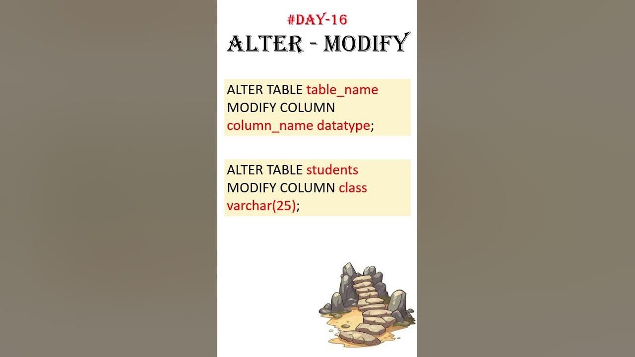 Alter table modify | 100 days SQL series #day16 #sql #shorts - YouTube