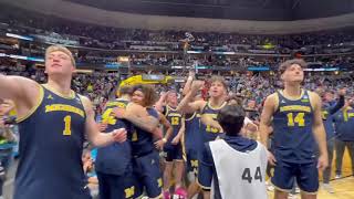 Michigan basketball celebrates after beating Texas A&M in NCAA tournament
