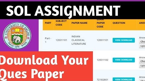 SOL ASSIGNMENT QUESTIONS PAPER 2020 ||HOW TO DOWNLOAD SOL ASSIGNMENT QUESTIONS PAPER 2020