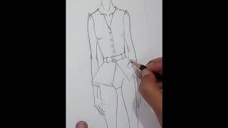 رسم أسكتش مع التلوين الجزء الاول  fashion design (drawing sketch