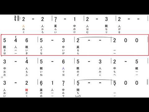 【大正琴】数字譜　みかんの花咲く丘　童謡　唄：井口小夜子/川田正子