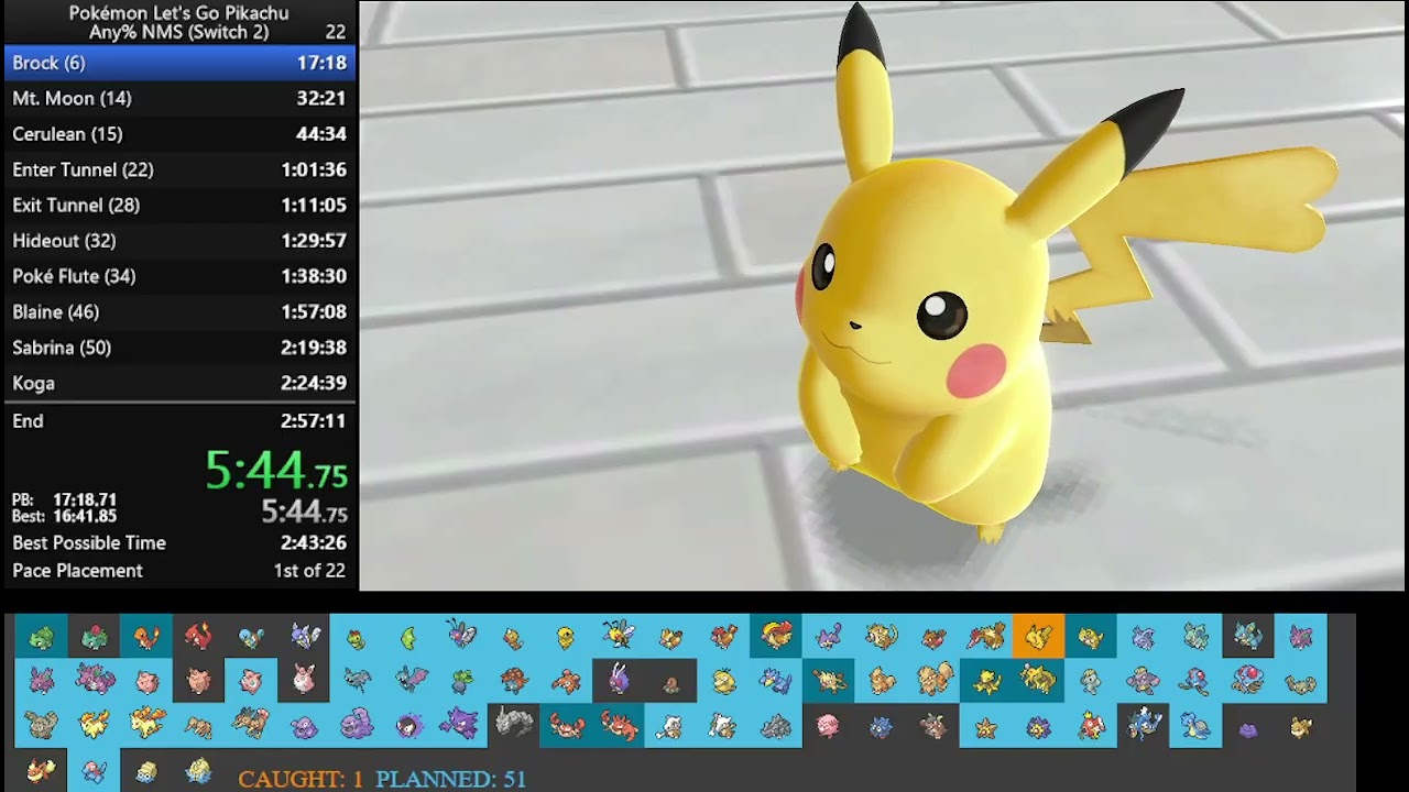 Pokémon Let's Go Pikachu Any% NMS Speedrun in 
