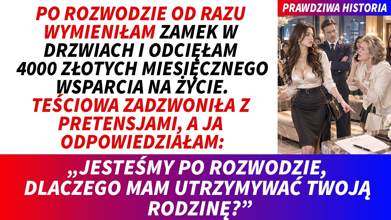 Wystawiłam walizki teściowej na chodnik i wymieniłam zamki, a ona stała przy kasie i wrzeszczała, że karta jej nie działa. „Jesteśmy po rozwodzie. Niby dlaczego miałabym utrzymywać pańską...
