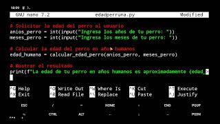 . edad de tu perro en años humanos con python screenshot 1