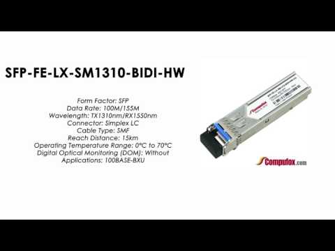 SFP-FE-LX-SM1310-BIDI-HW | Huawei Compatible SFP 100BASE-BXU SMF Tx1310/Rx1550 15km
