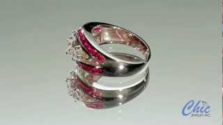 ANNIVERSARY RUBY AND DIAMOND COLOR CUBIC ZIRCONIA RING-ITEM #7141RU
