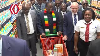 President Mnangagwa Shops Using Zig At Spar Greenfields In Harare