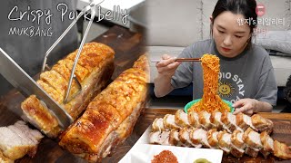 Real Mukbang ▶ Crispy Samgyeopsal (Porkbelly) & Spicy Noodle ☆ Best Meal For Beer 👍