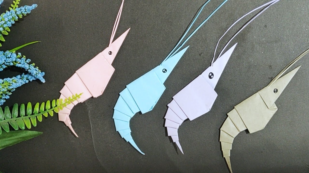 How to make paper shrimp origami prawn diy papercrafts aidiycrafts 