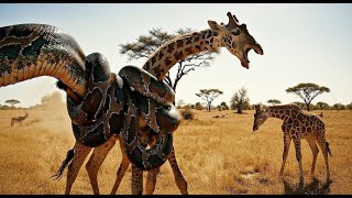 🔴LIVE: Unbelievable! Rescuers Battle Giant Python to Save Giraffe Family 😱