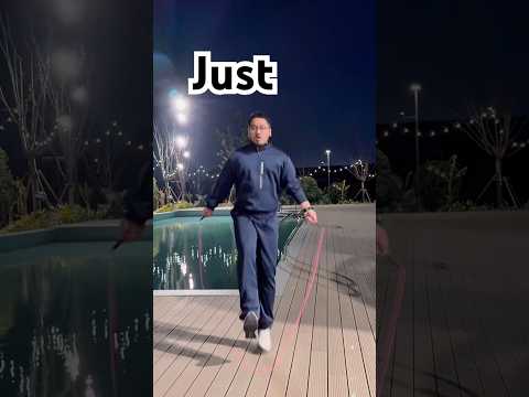 Jumping rope exercises near pool