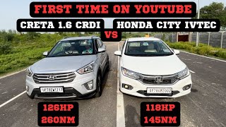 CRETA 1.6 D VS HONDA CITY IVTEC | DRAG RACE | 1.6 CRDI AT VS 1.5 IVTEC MT | #viral #honda #hyundai