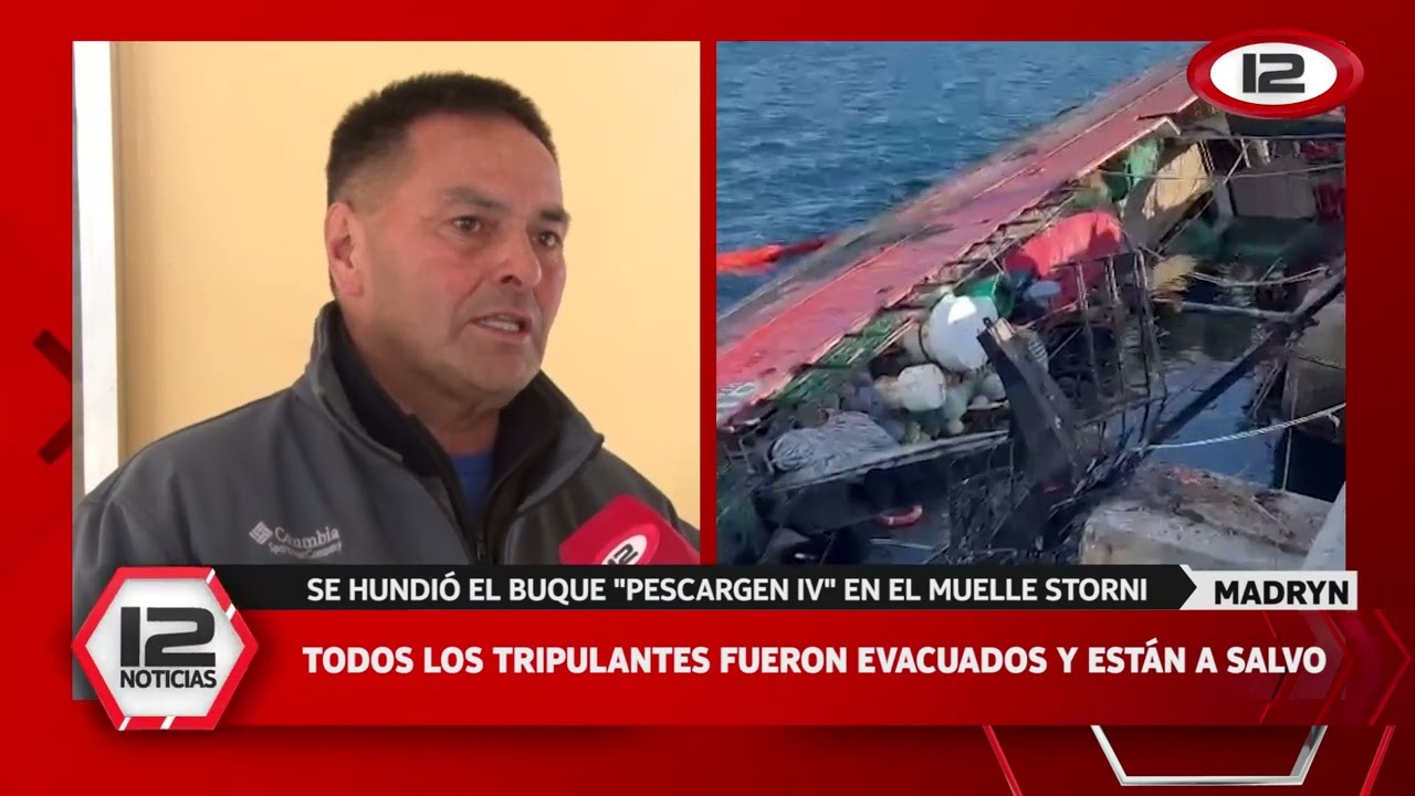 Buque hundido en el muelle Storni 1 Se hundió el buque "Pescargen IV" en el muelle Storni